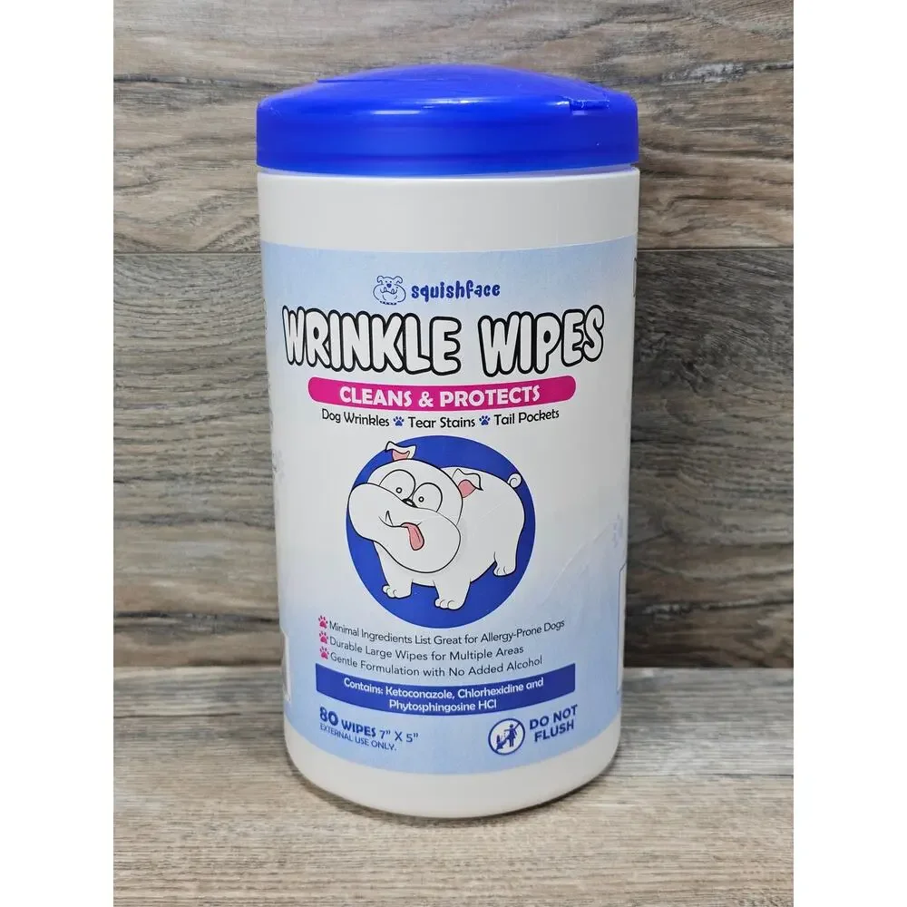 Squishface Wrinkle Wipes for Dog Wrinkles 80-Count Wipes 5